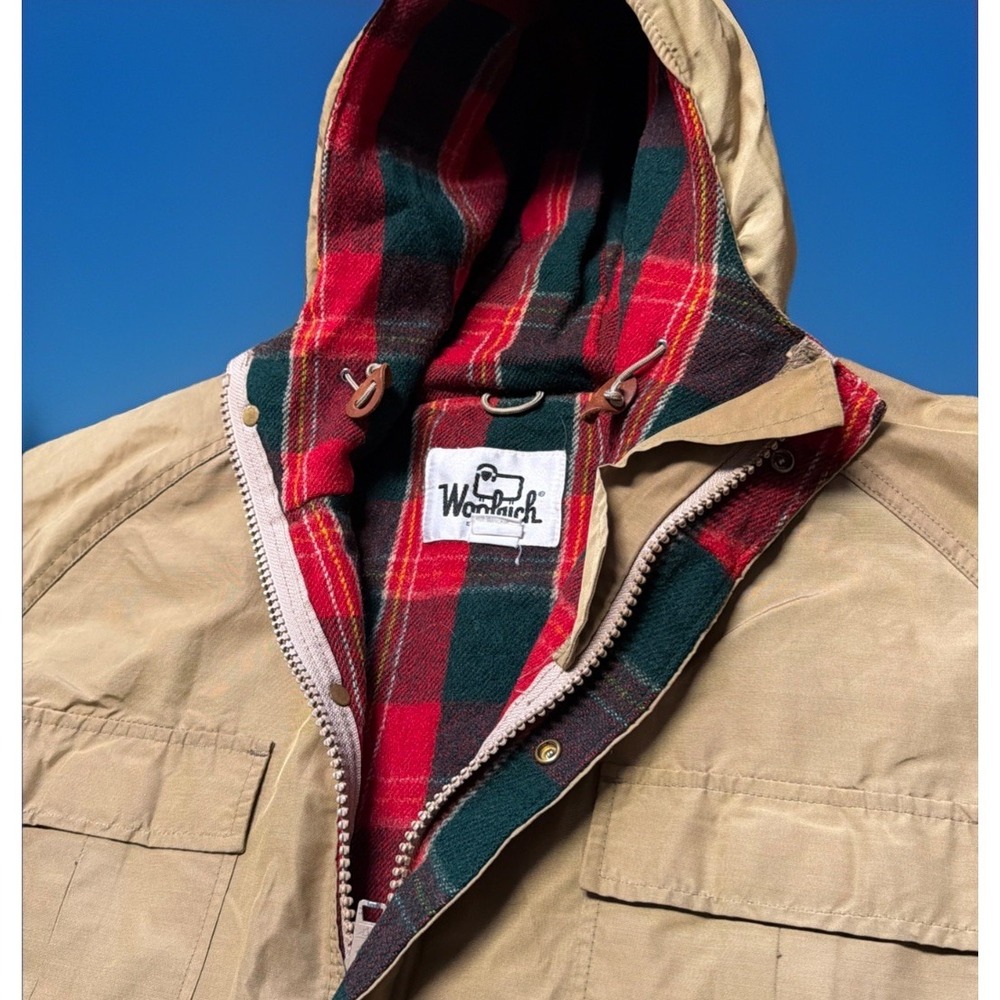 VTG 60s Woolrich Mountain Parka Mens XL Beige Wool Lined Chore Barn Coat USA‎